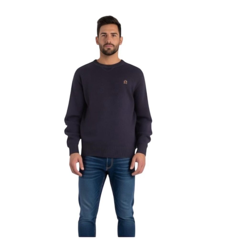 Tommy Hilfiger Men's Navy Blue Cotton Sweater‎ Small Crewneck Pullover